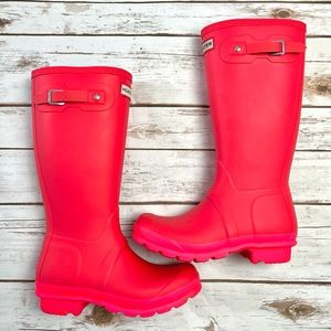 Hunter Girls Kids Coral Rain Boots Size 5 EEUC